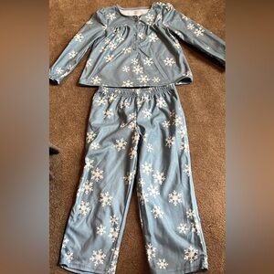 Carter's Blue and White fleece flannel snowflake Pajama Set Sz 4T